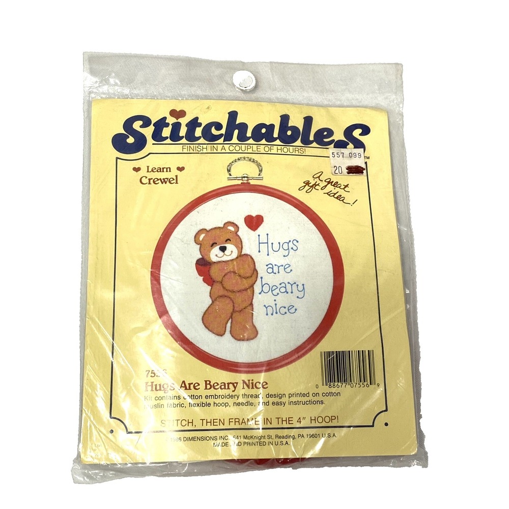 new stitchables crewel‎ 7556 hugs are beary nice